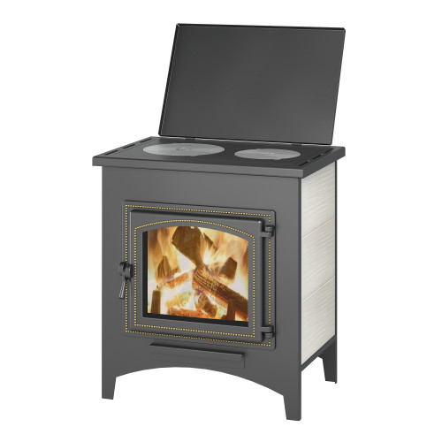 Печь-Камин Везувий ПК-04 (240) с плитой В3 бежевый